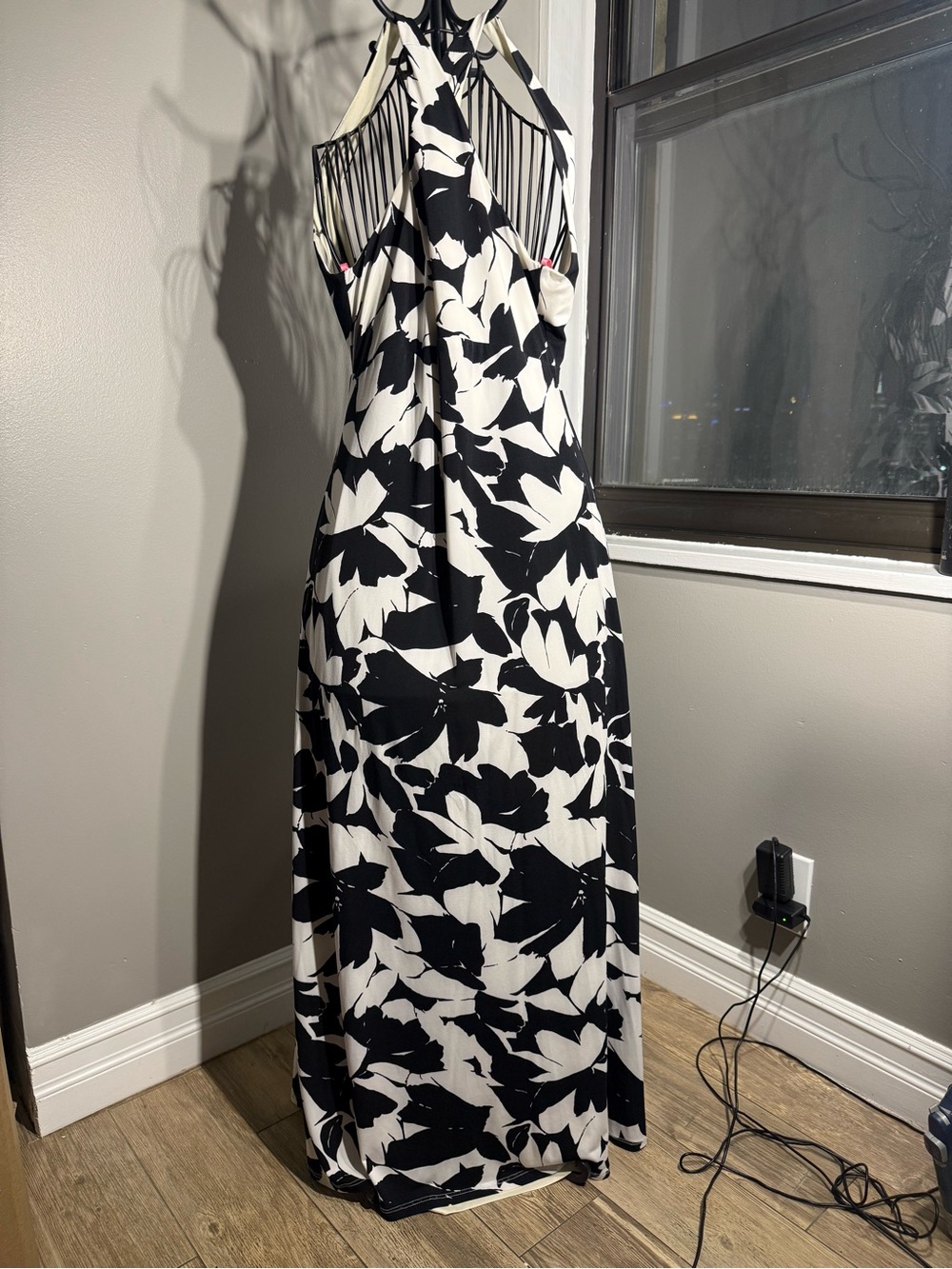 Elegant Black & White Floral Maxi Dress